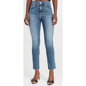 PAIGE Sarah High Rise Slim Stretch Crop Jeans 32 Hot‎ Toddy Wash Distressed Hem